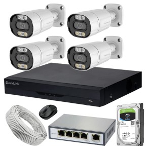 4 MP COLORVU  WITH AUDIO IP CAMERA SET WITH 4 CHN NVR